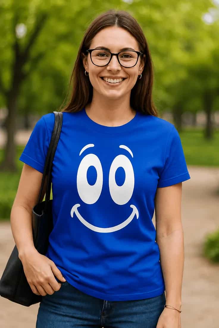 Sjov t-shirt Glad smiley | Blød bomuld S-XXL