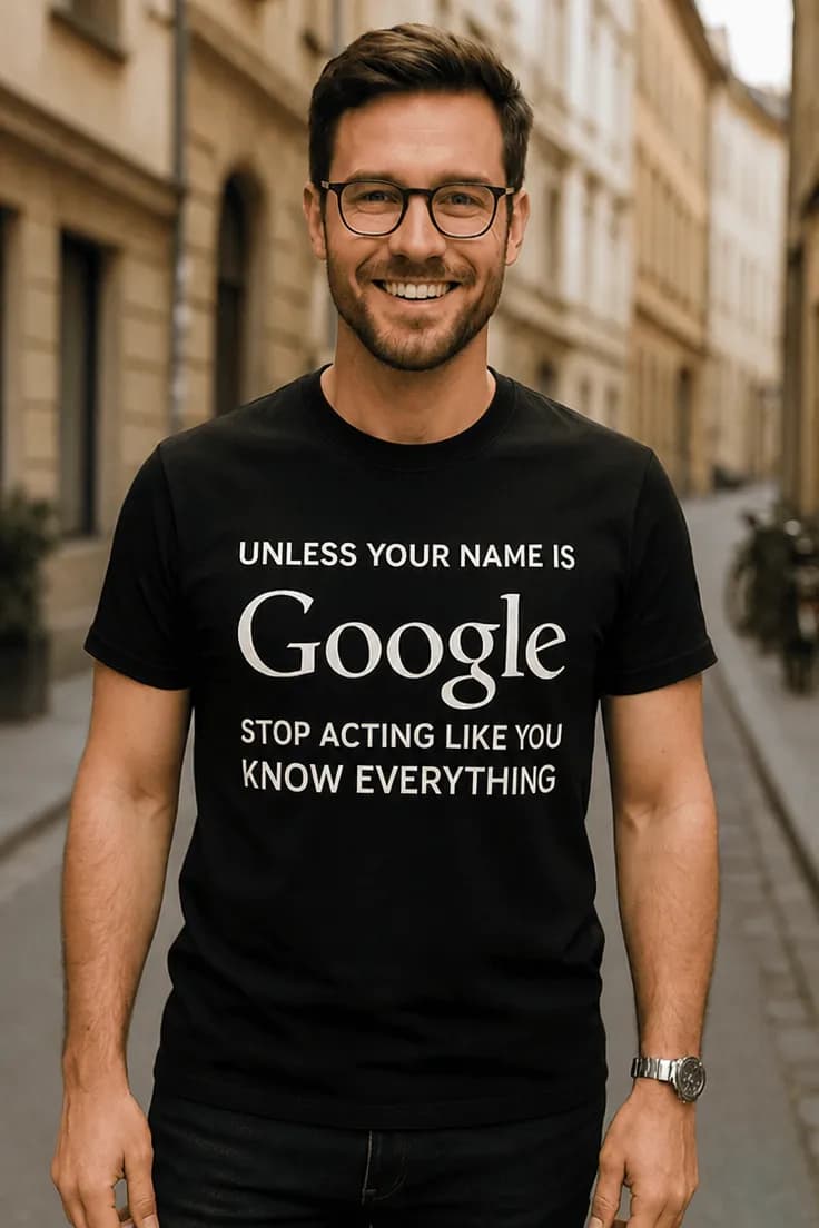 Sjov t-shirt Google ved alt – UNLESS YOUR NAME IS Google