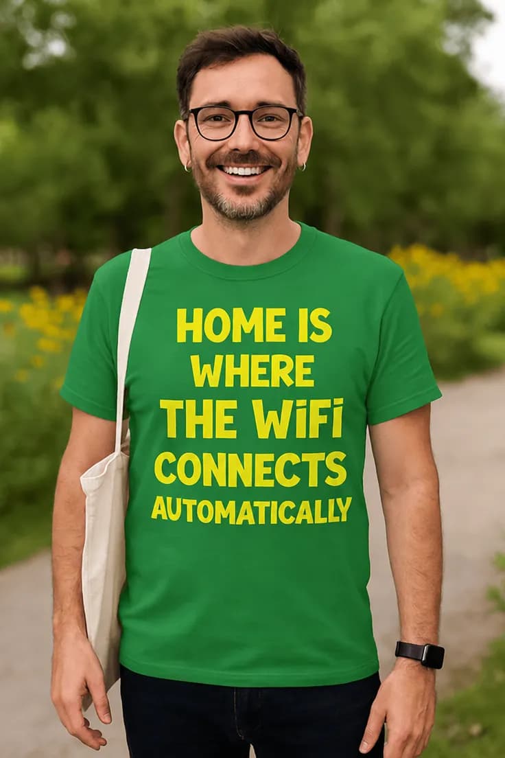 Sjov t-shirt Hjemme wifi – HOME IS WHERE THE WiFi