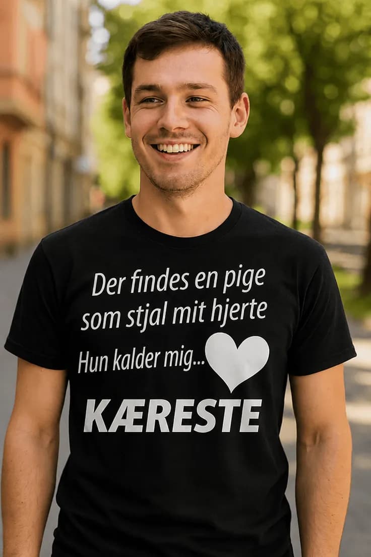 Sjov t-shirt Hun kalder mig kæreste – Der findes