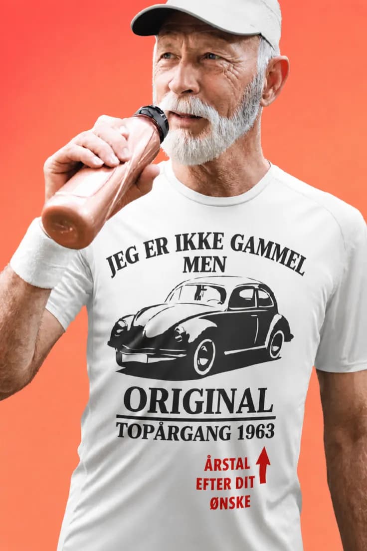 T-shirt Ikke gammel topårgang med ønsket årstal