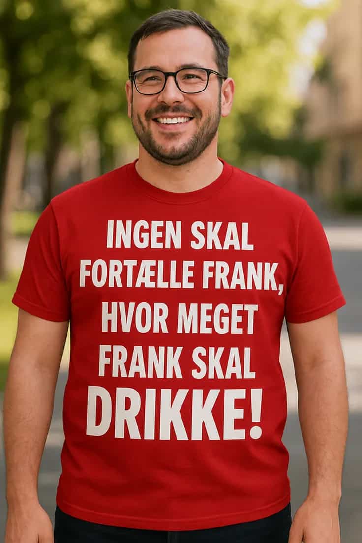 T-shirt med sjovt motiv og ønsket navn