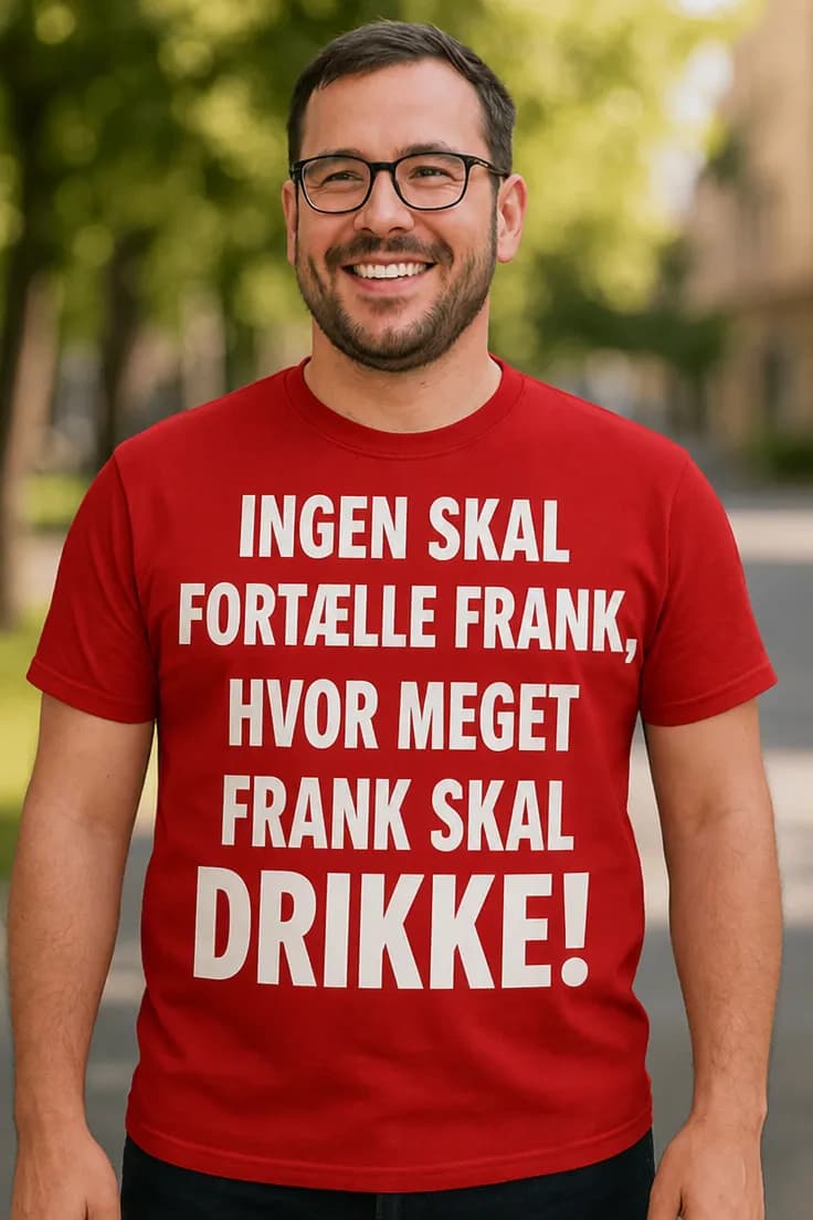 T-shirt med sjovt motiv og ønsket navn