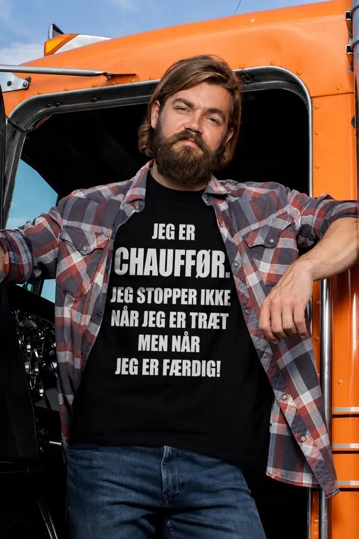 Sjov t-shirt Jeg er chauffør – JEG ER CHAUFFØR.