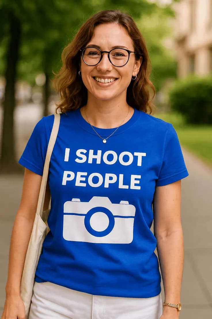 Sjov t-shirt Jeg skyder folk – I SHOOT PEOPLE