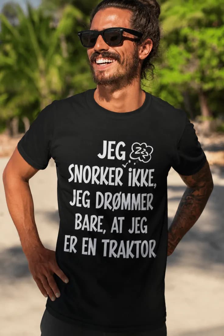 Sjov t-shirt Jeg snorker ikke – JEG SNORKER IKKE
