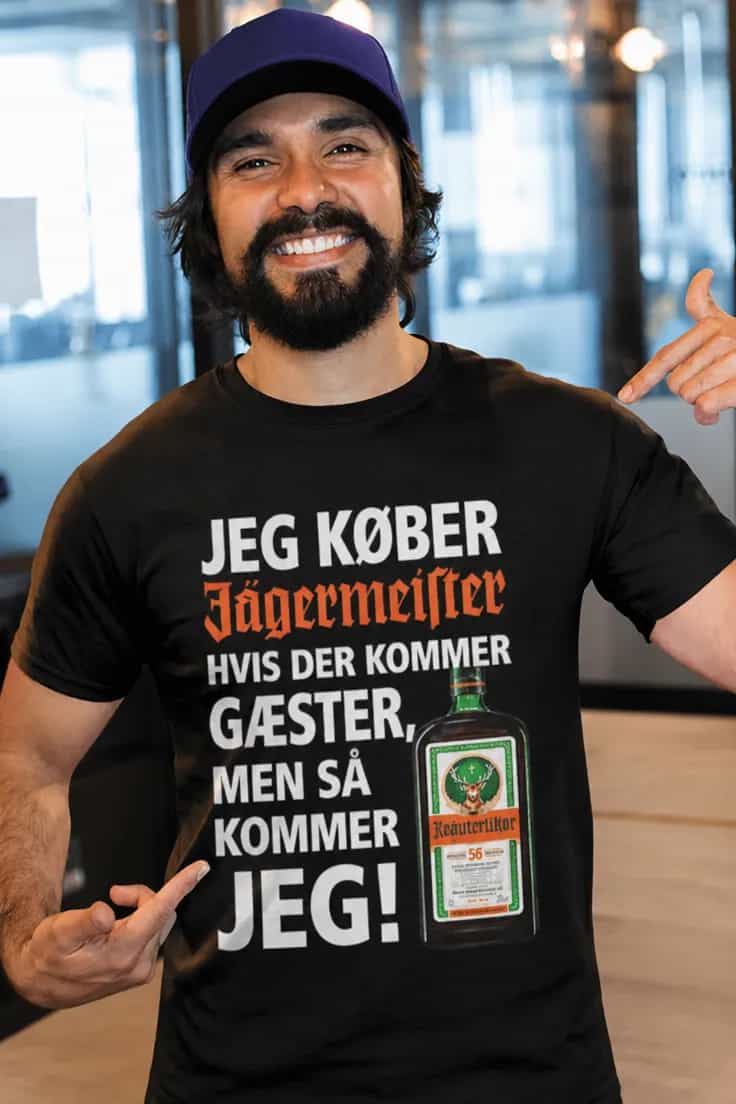 Sjov t-shirt Køber Jägermeister til gæster