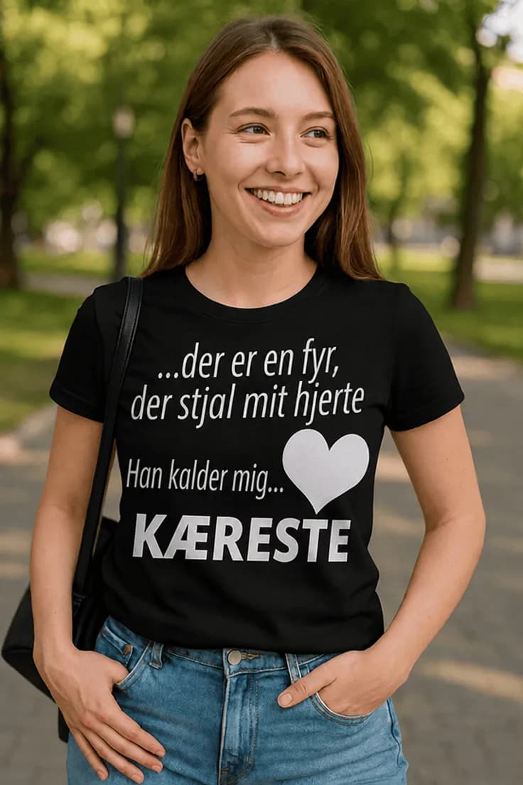 Sjov t-shirt Kæreste med stjålet hjerte