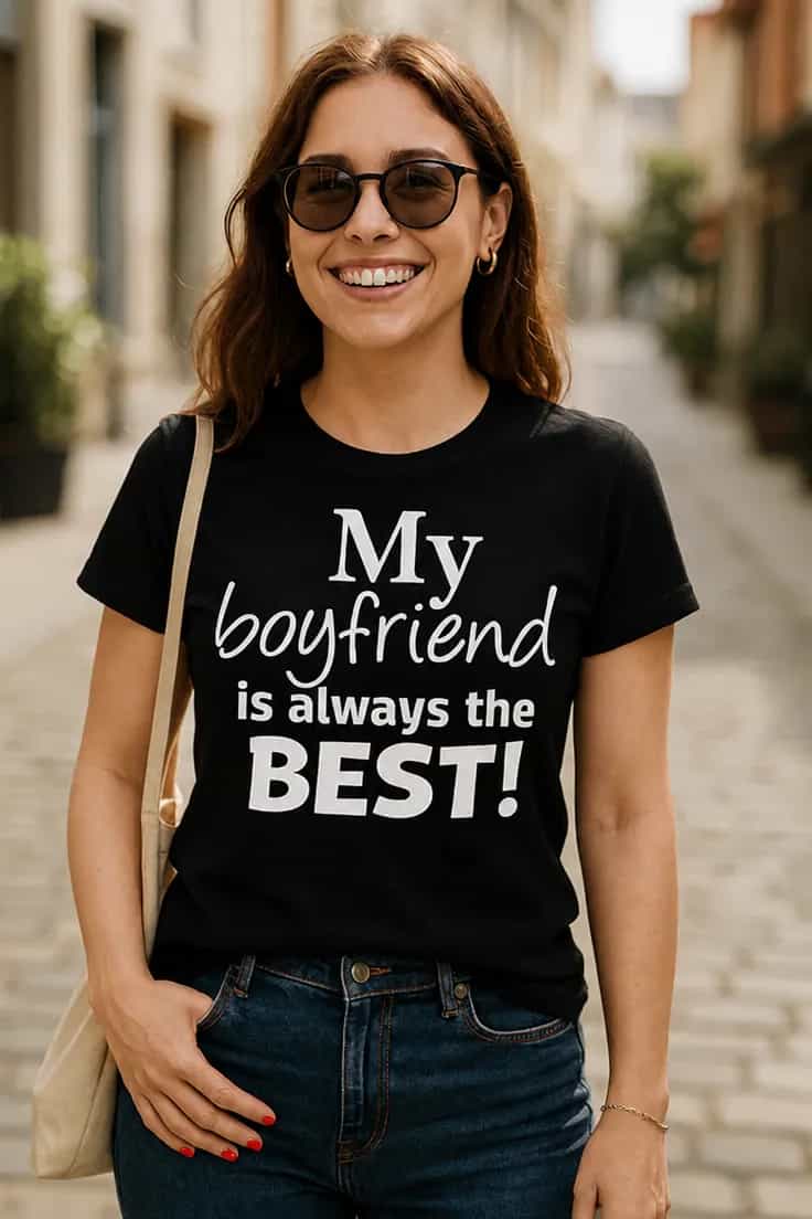 Sjov t-shirt Kæresten er altid bedst - My boyfriend