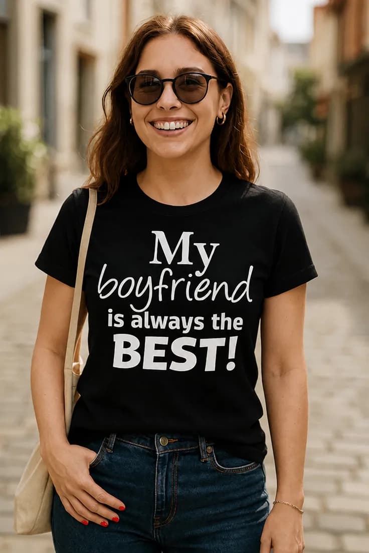 Sjov t-shirt Kæresten er altid bedst - My boyfriend