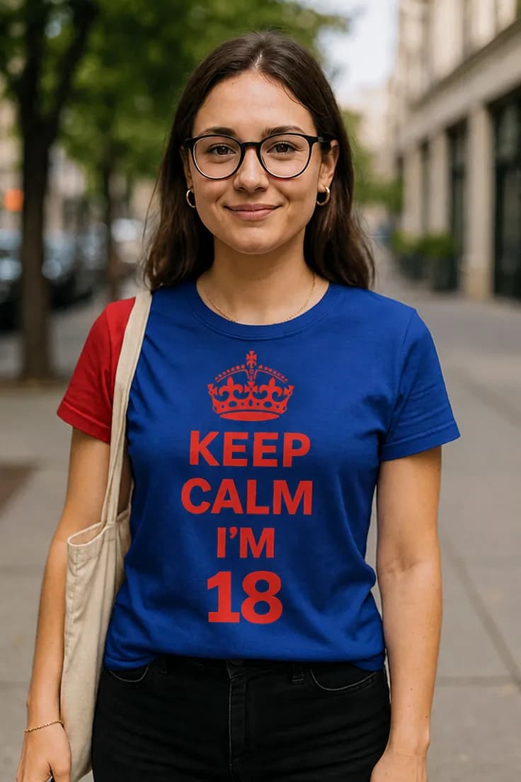 Sjov t-shirt Keep calm 18 år – KEEP CALM I'M 18