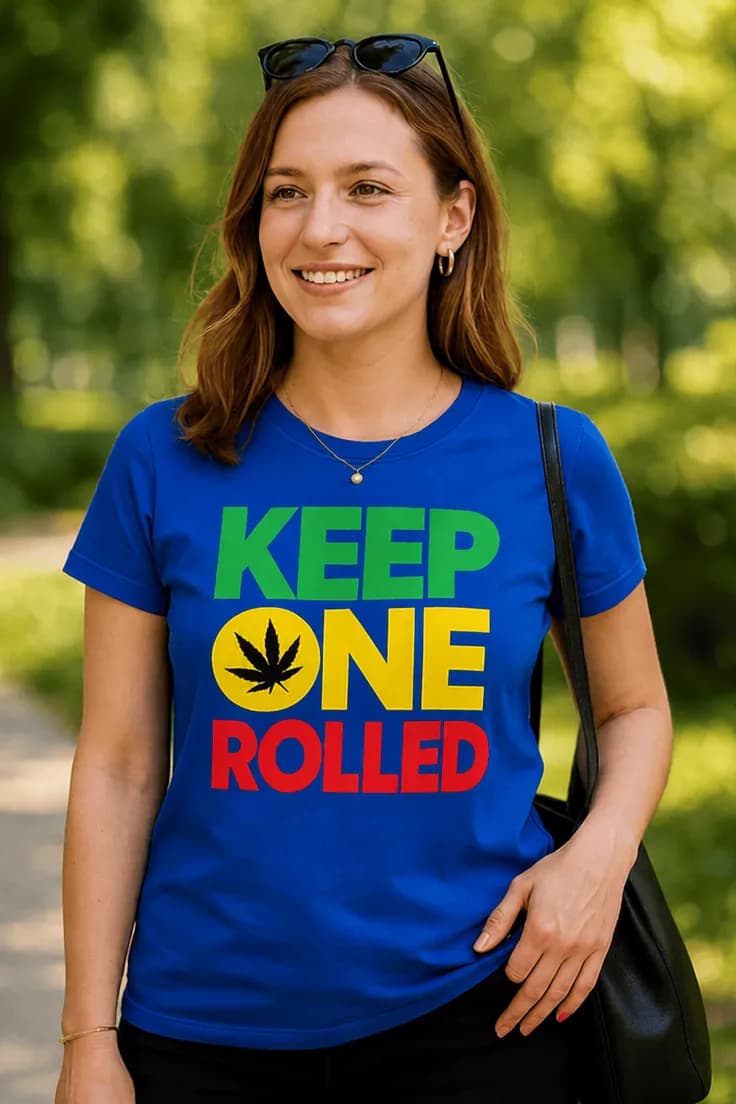 Sjov t-shirt Keep one rolled rasta stil