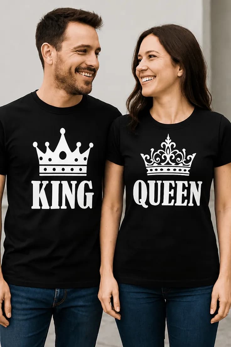 Sjov t-shirt King queen sæt – KING QUEEN