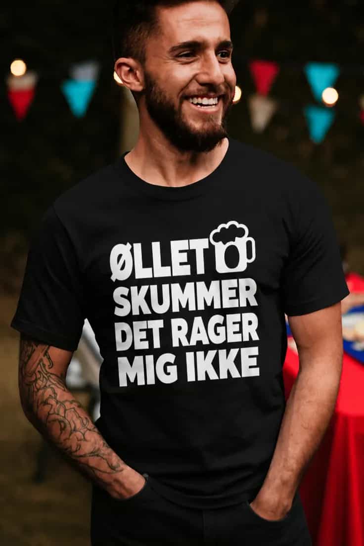 Sjov t-shirt Øl og ligeglad
