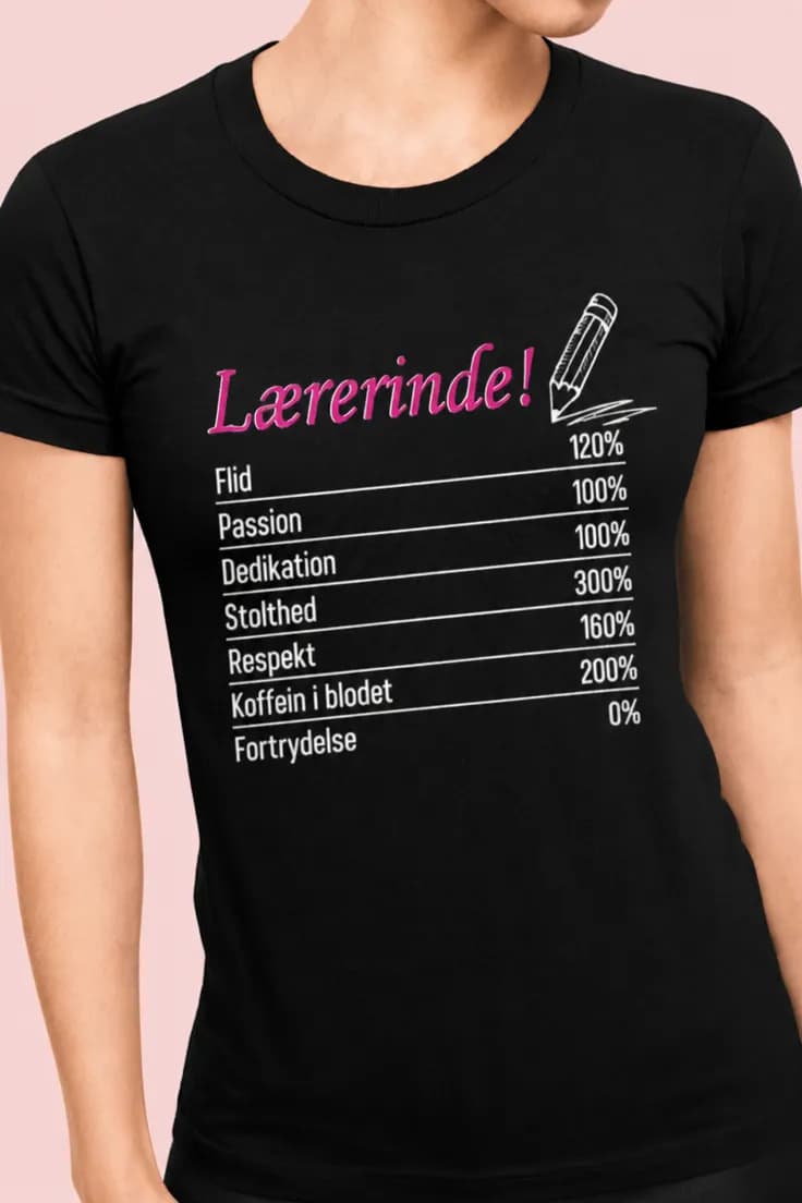Sjov t-shirt lærerinde med koffein - Lærerinde!
