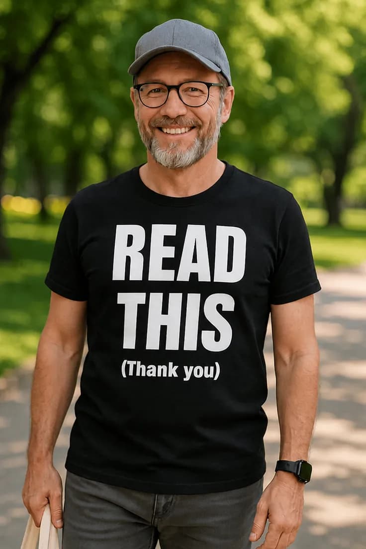 Sjov t-shirt Læs dette tak - READ THIS (Thank you)
