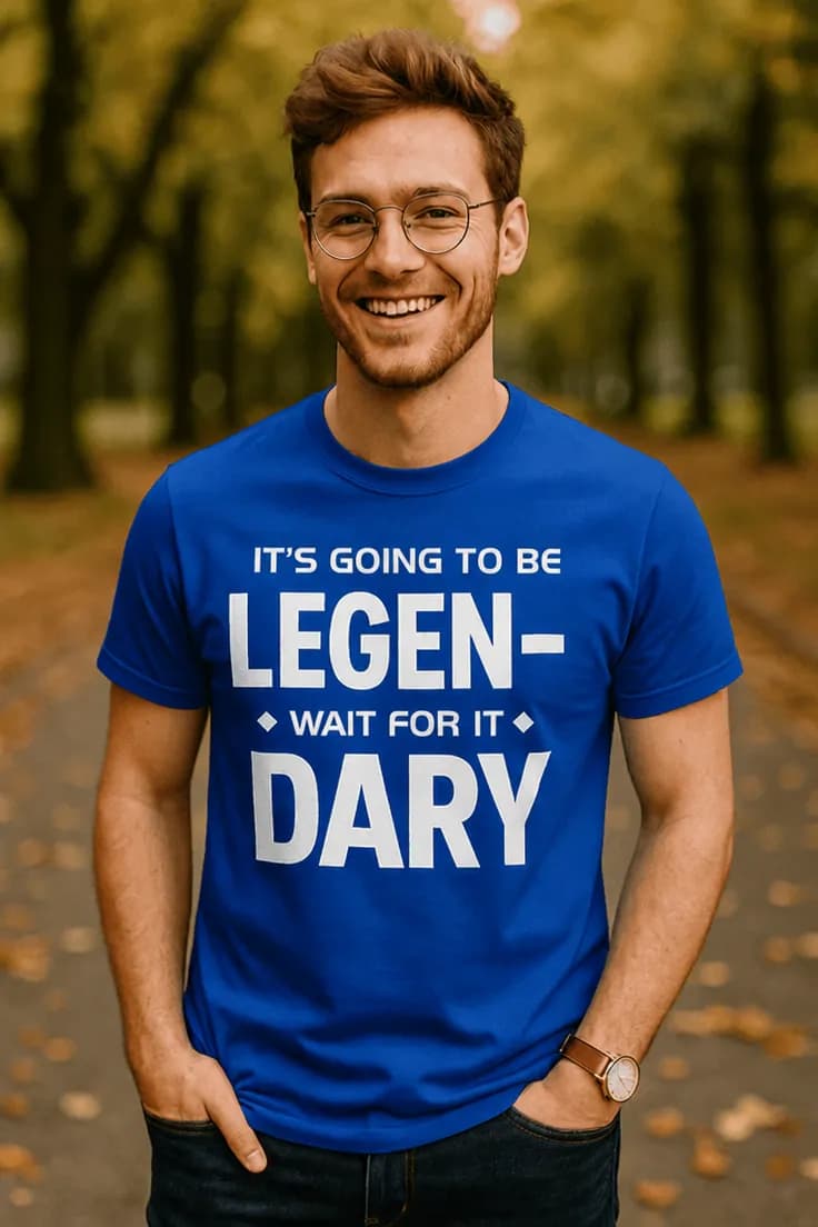 Sjov t-shirt Legendarisk vent på det - LEGEN-