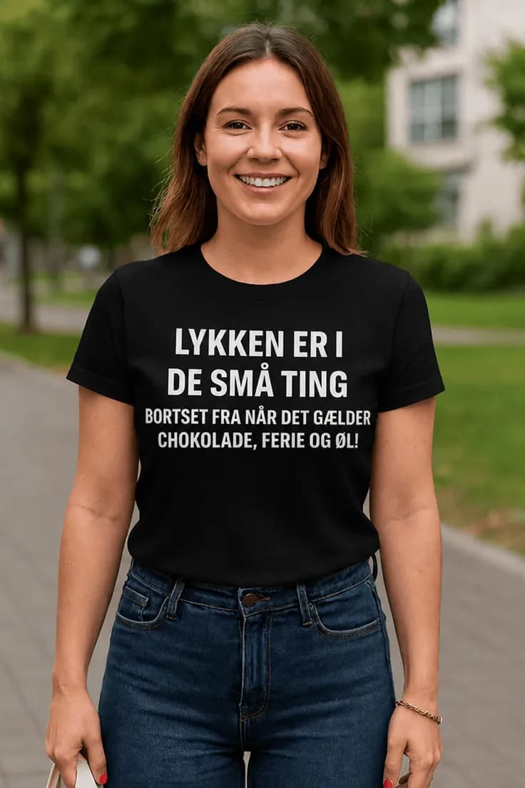 Sjov t-shirt Lykken er i små ting