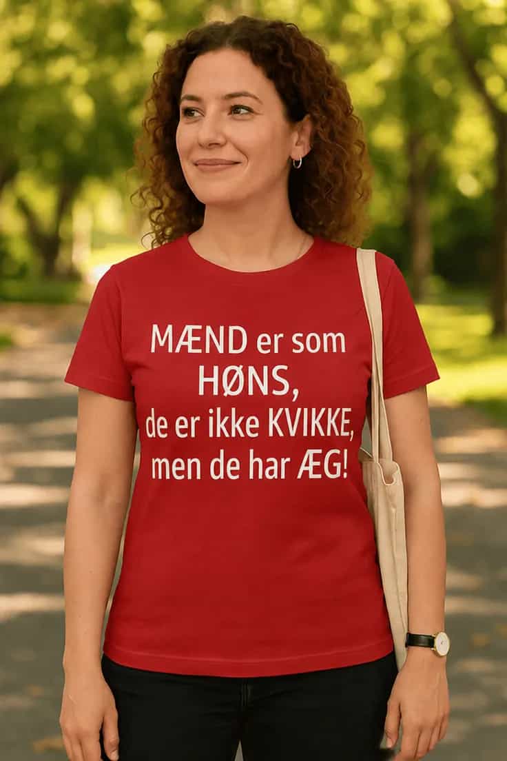 Sjov t-shirt MĂŚnd som høns - MĂND er som HĂNS,