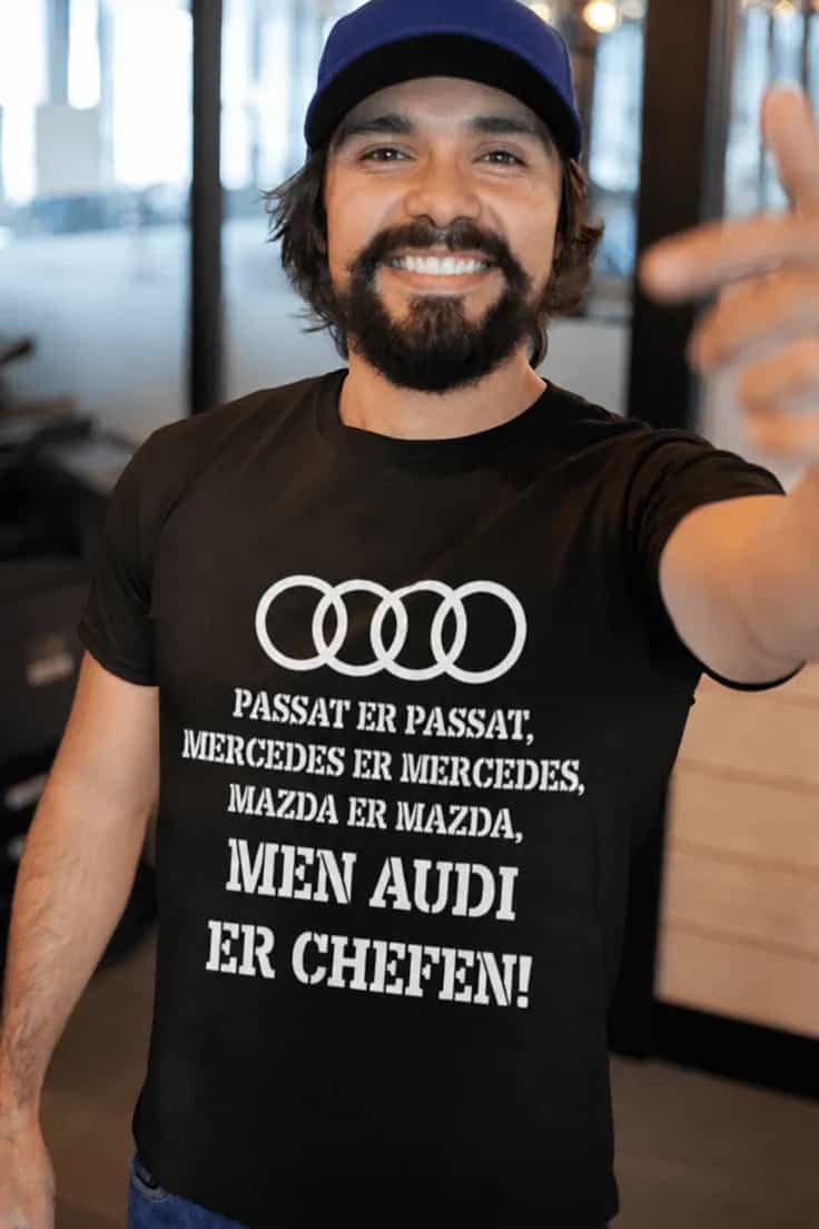 T-shirt Mærket er chefen – med ønsket bilmærke