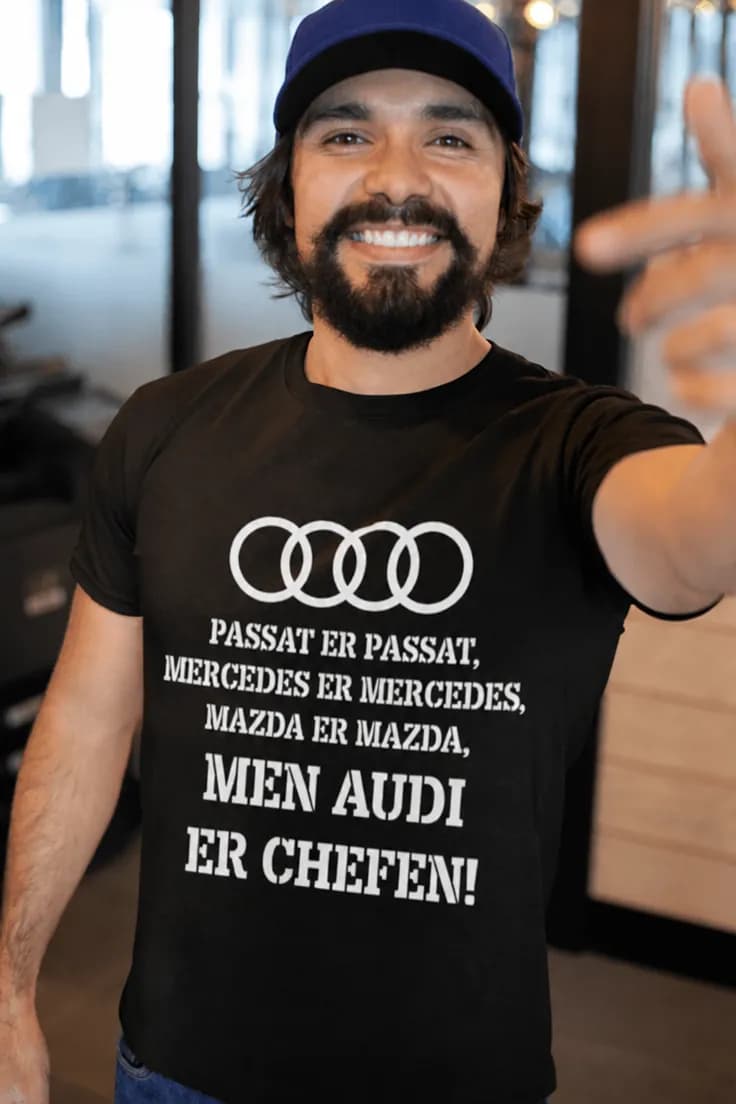 T-shirt Mærket er chefen – med ønsket bilmærke