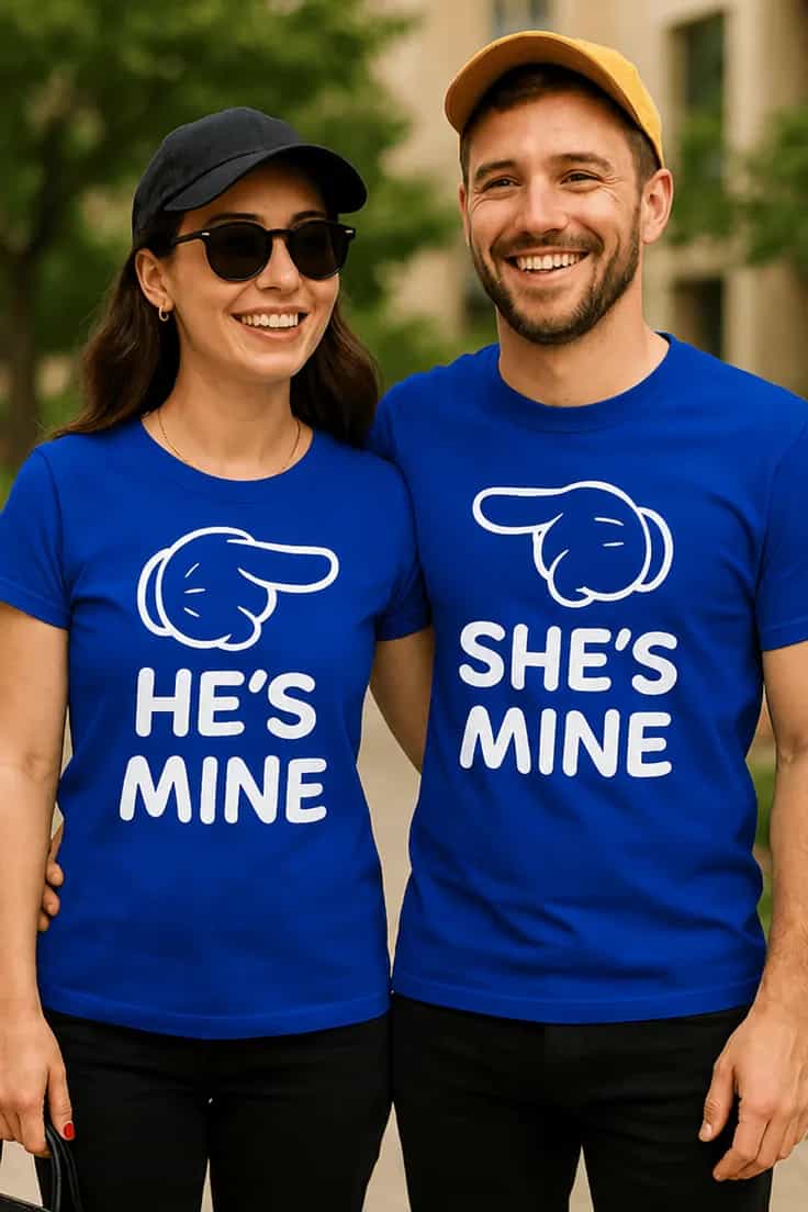 Sjov t-shirt matchende par sæt HE'S MINE SHE'S MINE