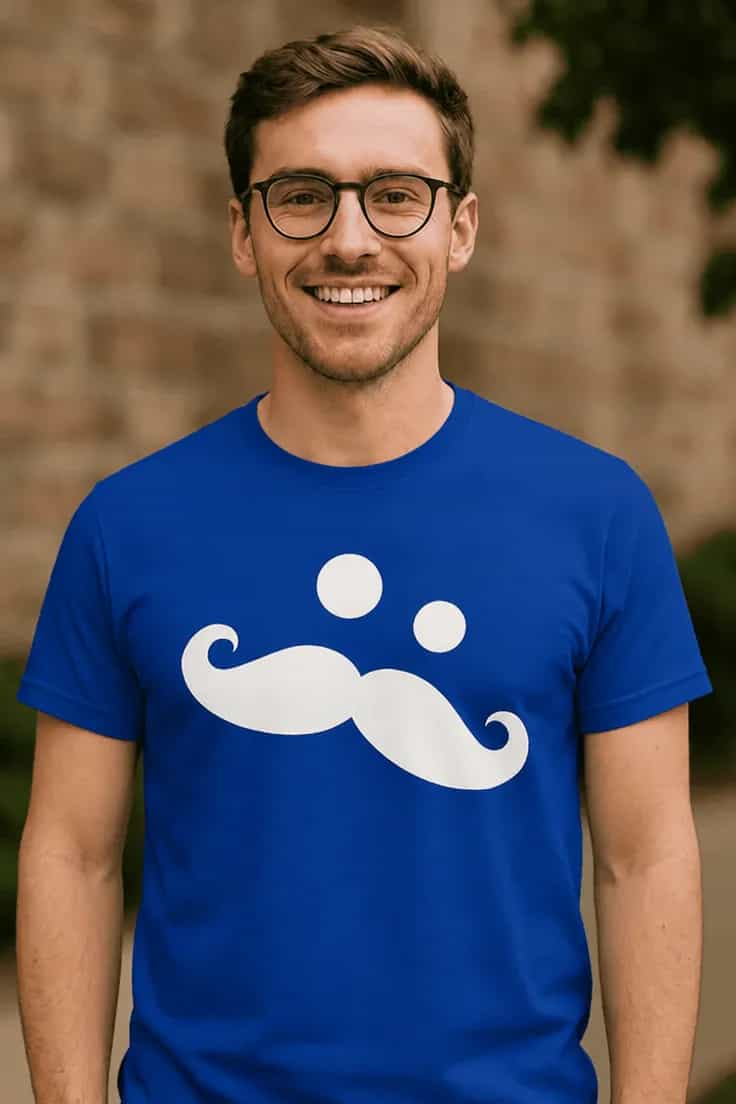 Sjov t-shirt med overskæg | Sjov gaveidé