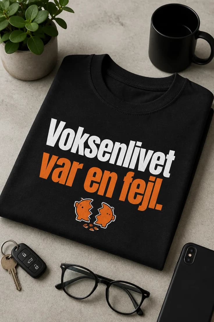 Sjov T-shirt med slogan – Voksenlivet var en fejl.