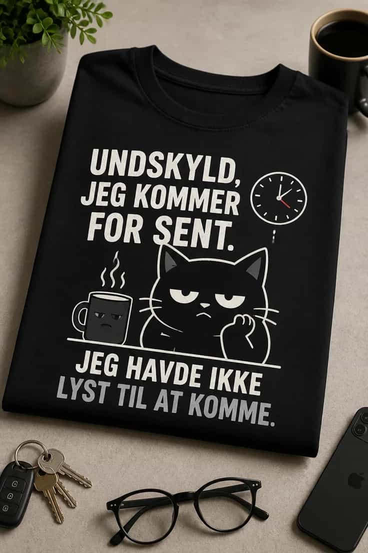 T-shirt undskyld, jeg kommer for sent, havde ikke lyst