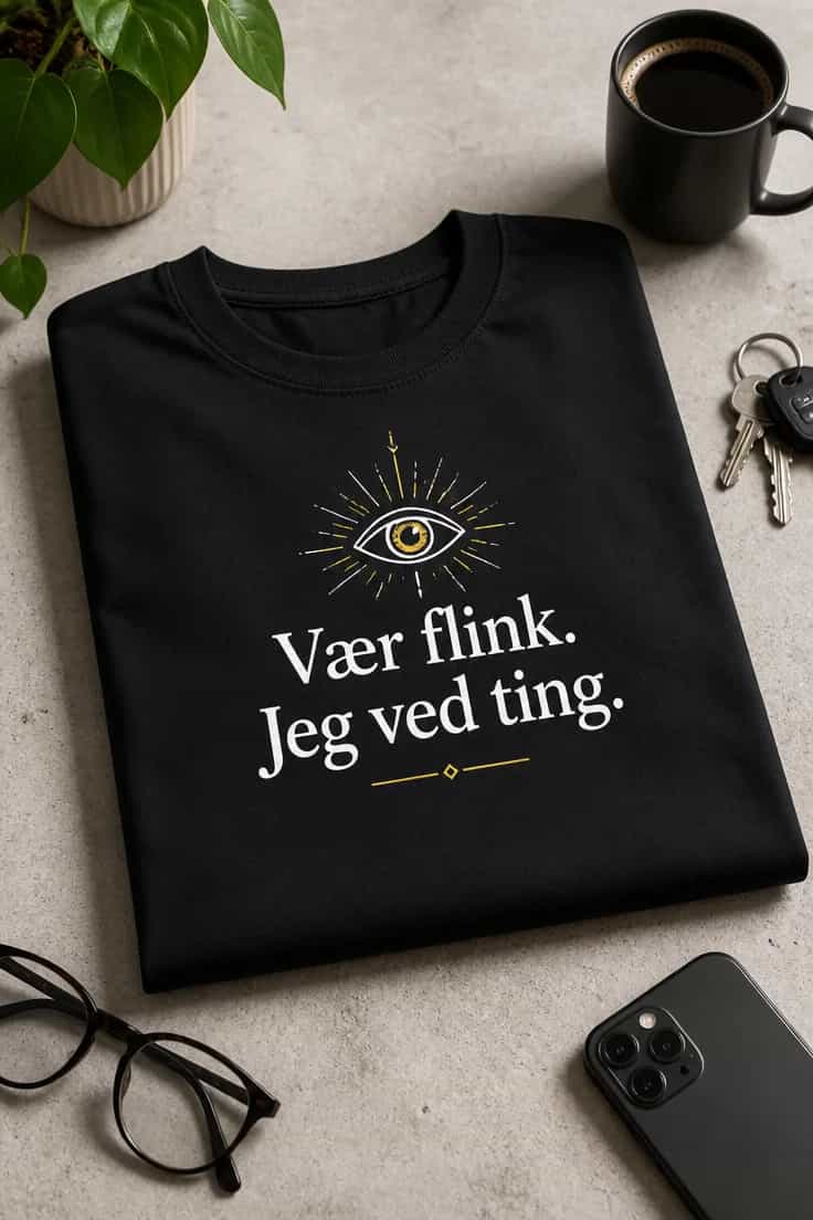 Sjov T-shirt med teksten: Vær flink. Jeg ved ting.