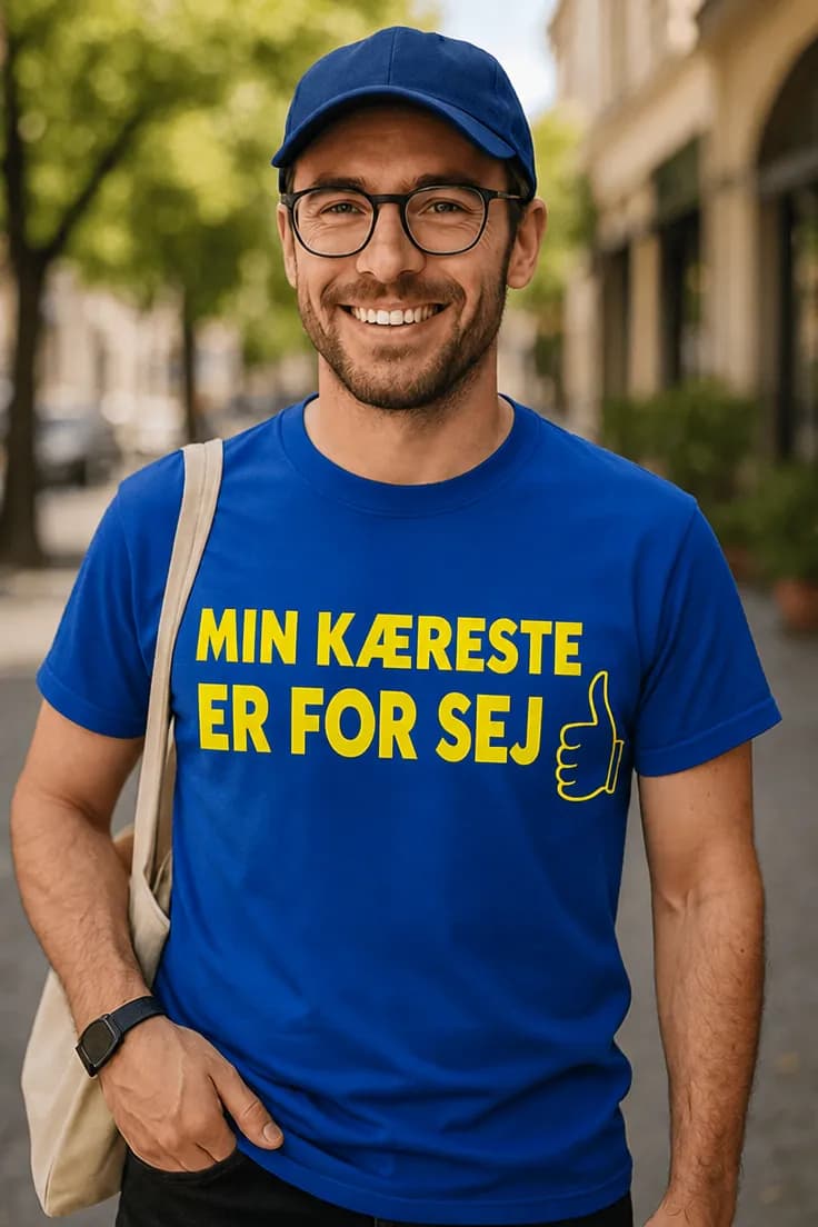Sjov t-shirt Min kæreste er sej – MIN KÆRESTE