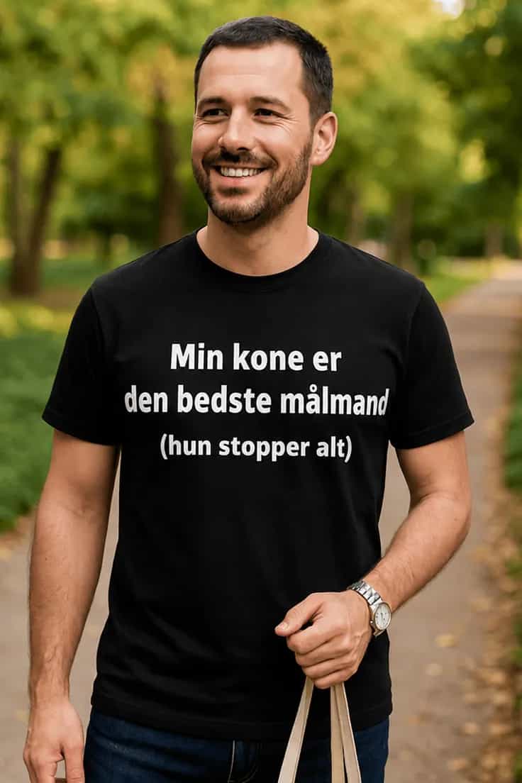 Sjov t-shirt Min kone er målmand - Min kone er