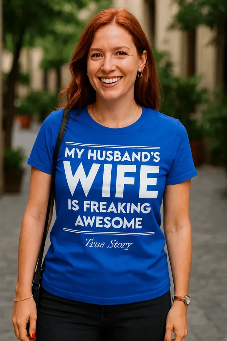 Sjov t-shirt Min mands kone er fantastisk
