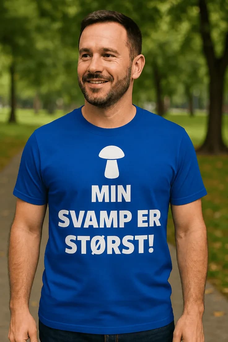 Sjov t-shirt Min svamp er størst - MIN SVAMP ER STØRST!