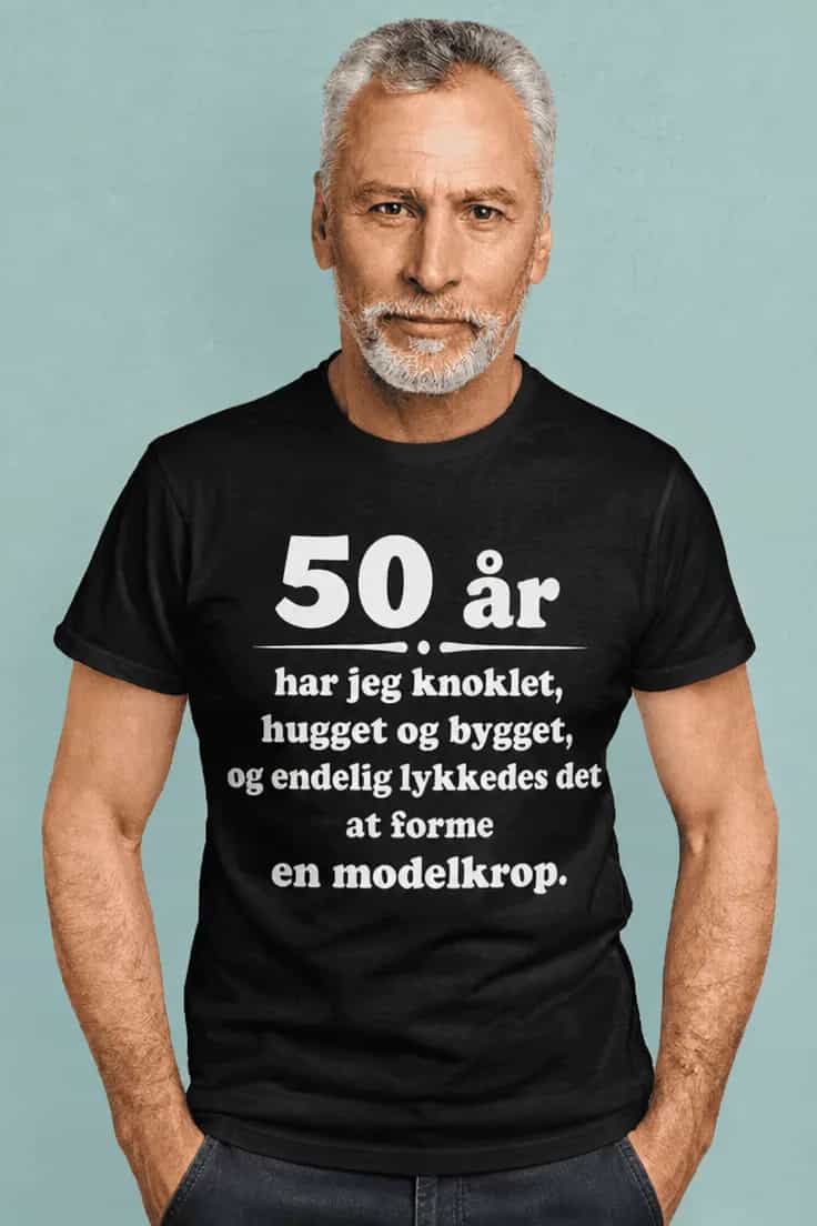 T-shirt Modelkrop efter 50 år – med ønsket årstal