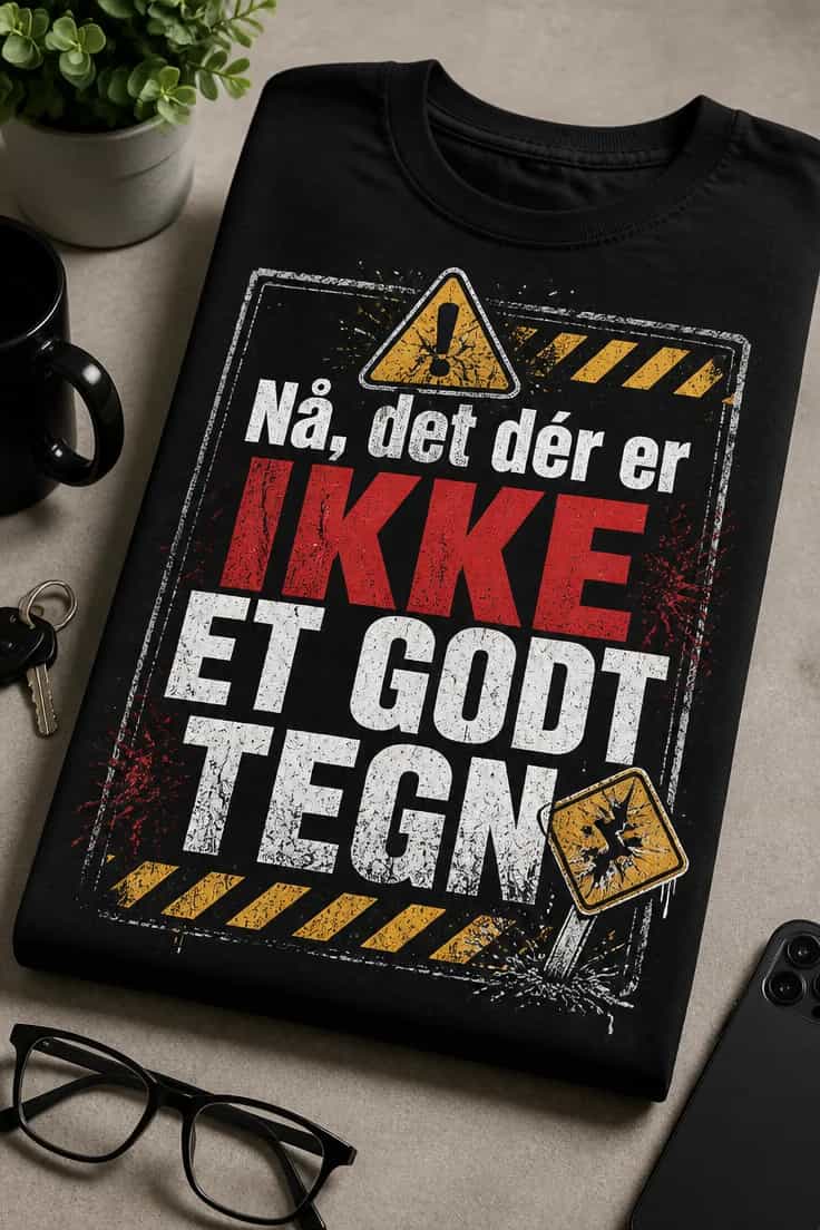 Sjov T-shirt med Nå, det dér er ikke et godt tegn