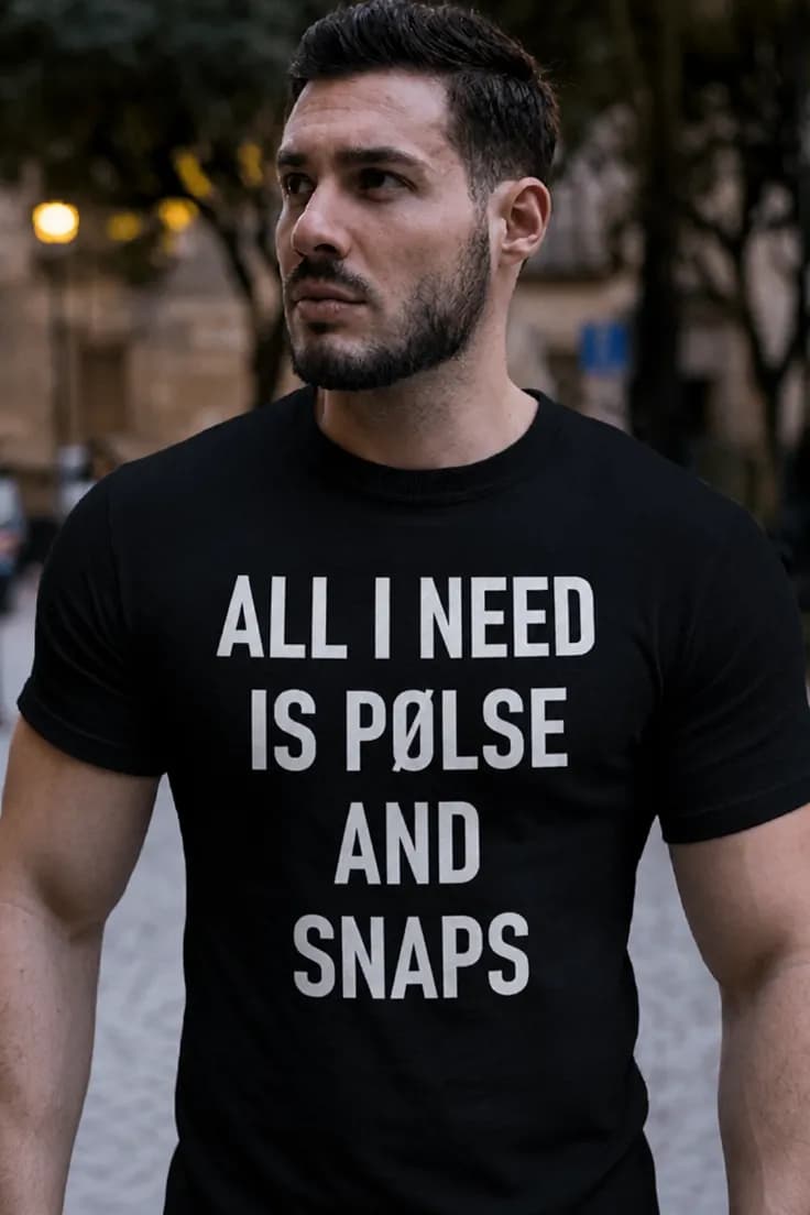 Sjov t-shirt Pølse og snaps – ALL I NEED
