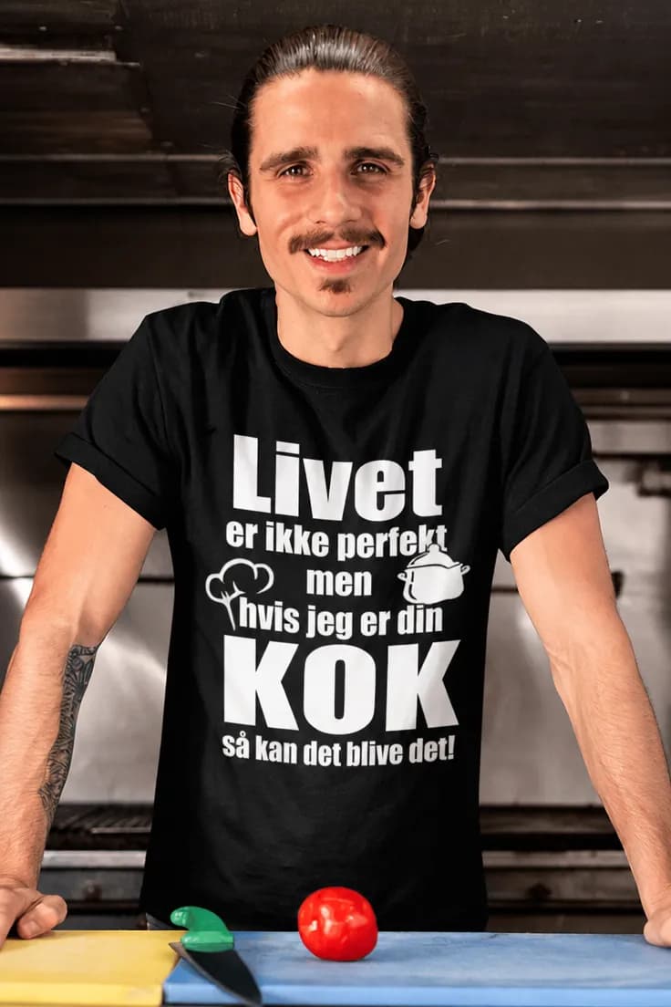 T-shirt til kokken: Perfekt kok, sjov tekst