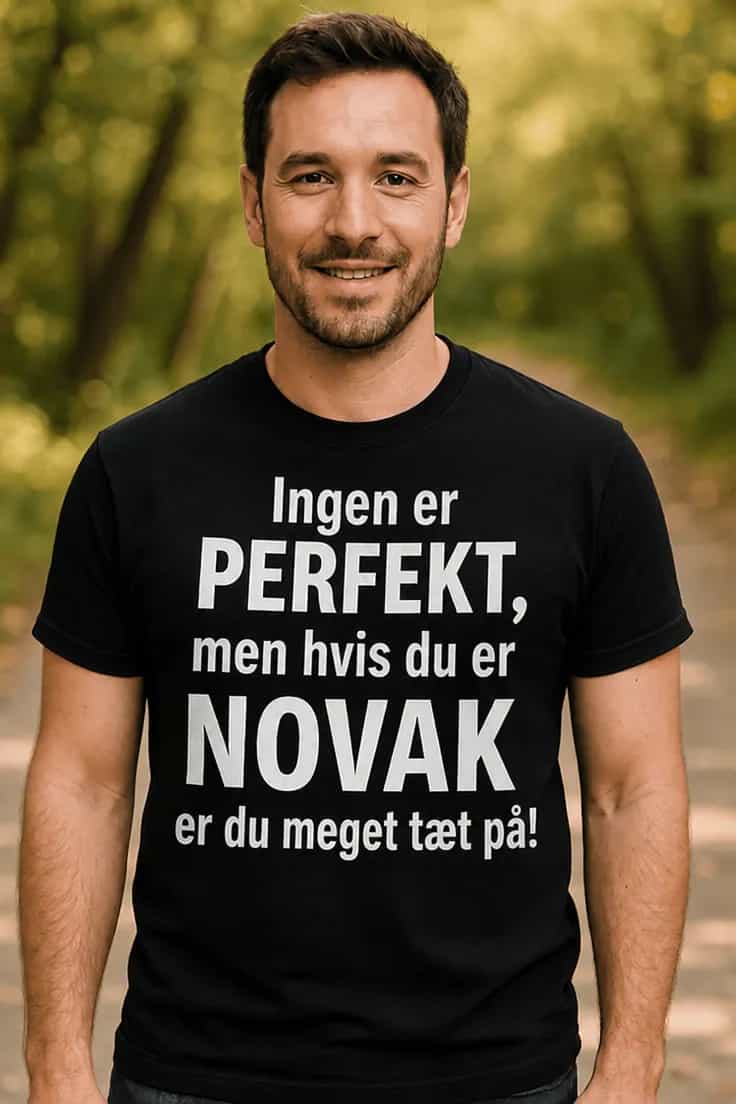 Sjov t-shirt perfekt med navn – Ingen er PERFEKT,