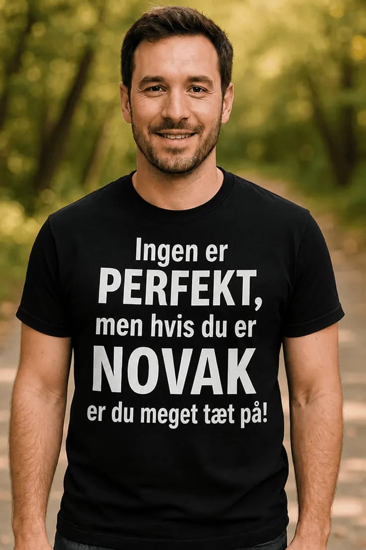 Sjov t-shirt perfekt med navn – Ingen er PERFEKT,