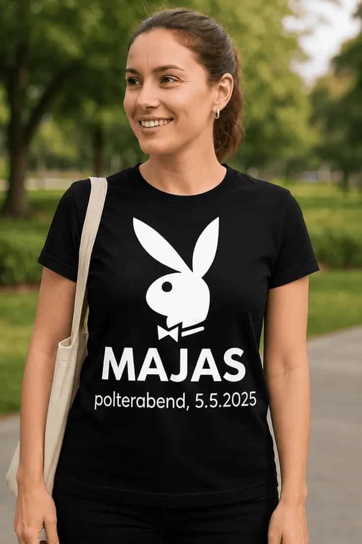 Sjov t-shirt polterabend med navn - MAJAS
