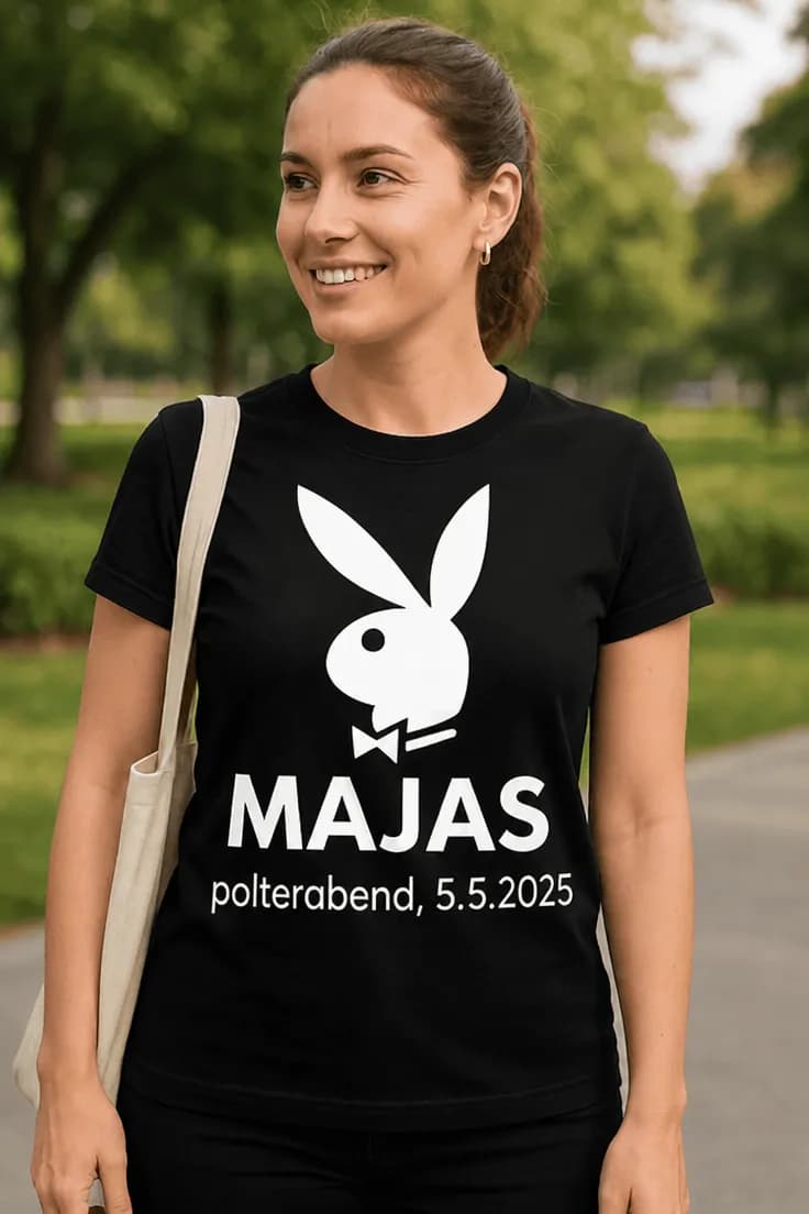 Sjov t-shirt polterabend med navn - MAJAS