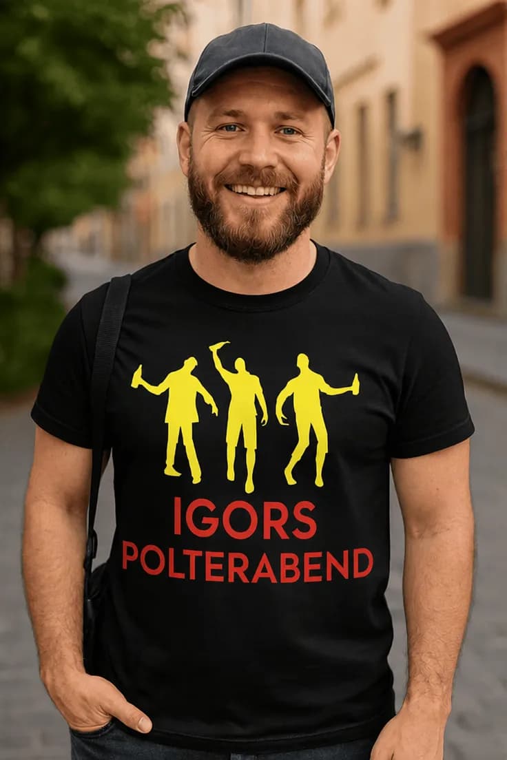 Sjov t-shirt polterabend med navn - IGORS POLTERABEND