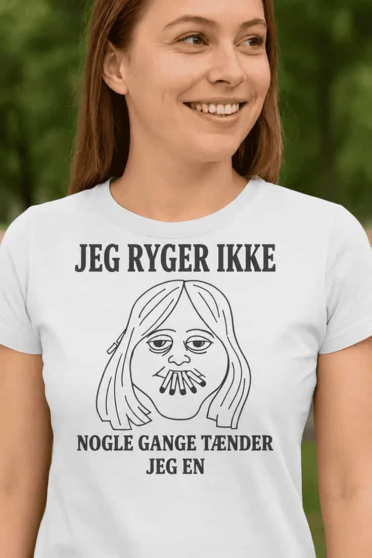 Sjov t-shirt Ryger ikke – JEG RYGER IKKE