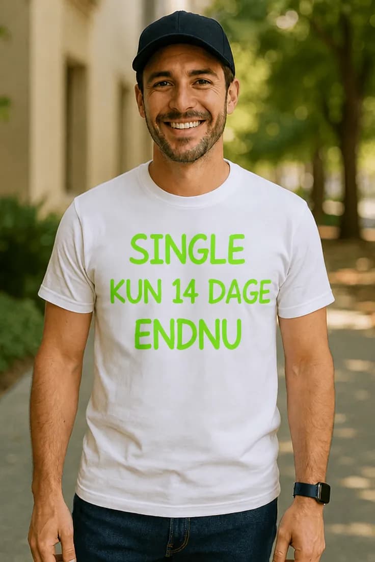 Sjov t-shirt Single 14 dage – SINGLE KUN 14 DAGE