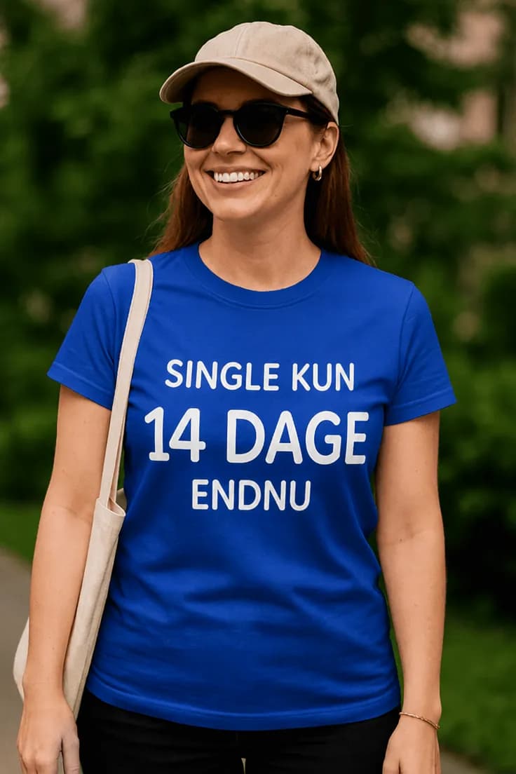 Sjov t-shirt Single 14 dage endnu | SINGLE KUN 14 DAGE ENDNU