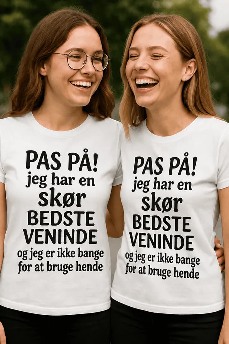Sjov t-shirt Skør bedste veninde - PAS PÅ!