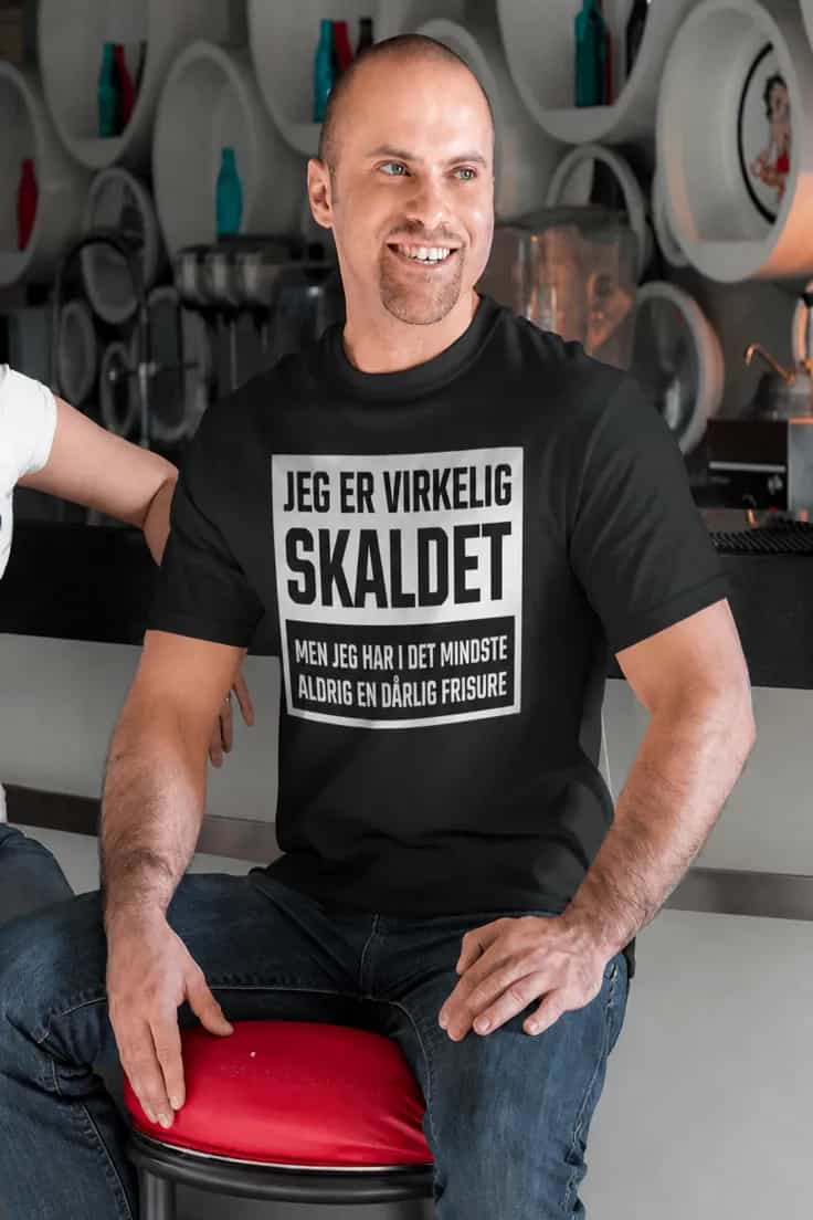 Sjov t-shirt Skaldet uden dårlig frisure