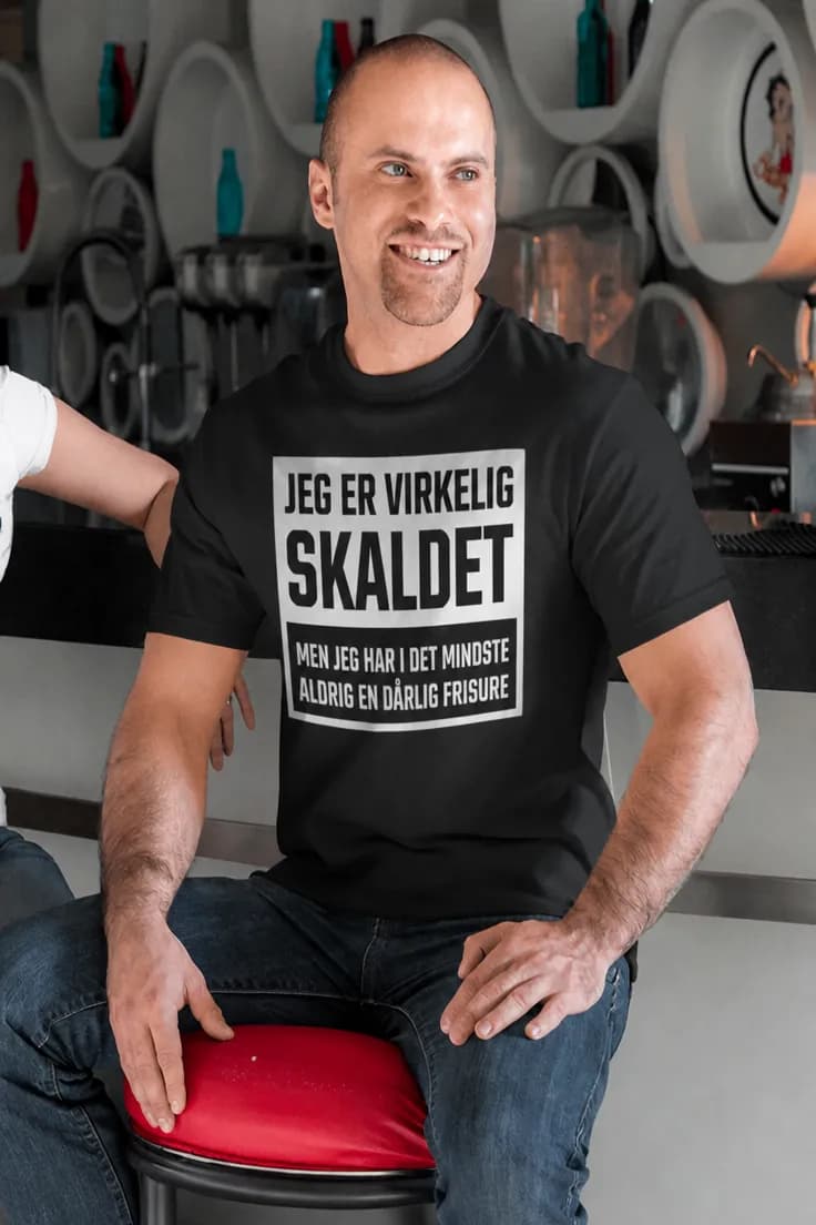 Sjov t-shirt Skaldet uden dårlig frisure