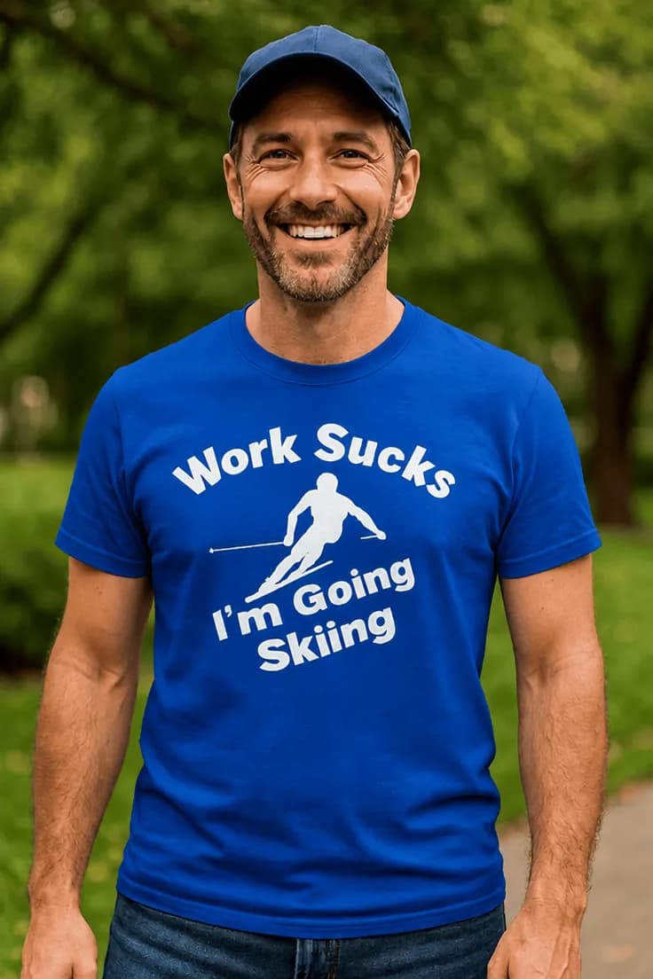 Sjov t-shirt Skiløb frem for arbejde – Work Sucks I'm